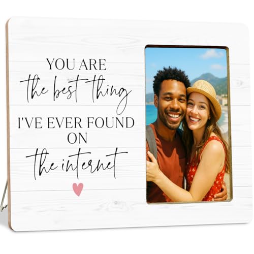 LUERHUI Couple Gifts Picture Frame for Girlfriend Boyfriend Youre the Best Thing Ive Found on the Internet Wooden Picture Frames