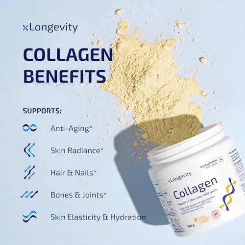 Image of Marine Collagen Powder 12000 mg, Lemon Flavored 300g Supplement for Women & Men | Hydrolyzed, Peptides, Biotin, Vit C&E, Hyaluronic Acid | Skin, Hair, Nails, Joints & Bones Health