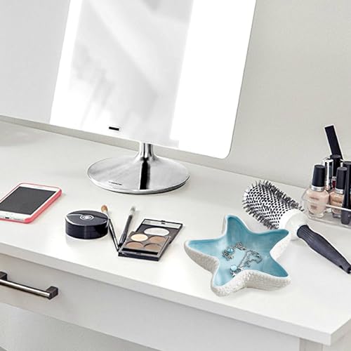 Nizirioo Cuenco de cerámica para joyas, diseño de estrella de mar, bandeja decorativa multifuncional, plato de cena, organizador, decoración del hogar, regalo de boda - imagen 7