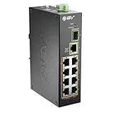 BV-Tech 10 Port PoE+ Industrial DIN Rail Switch (8 PoE+ Ports | Gigabit Ethernet & SFP Uplink) – 96W – 802.3at