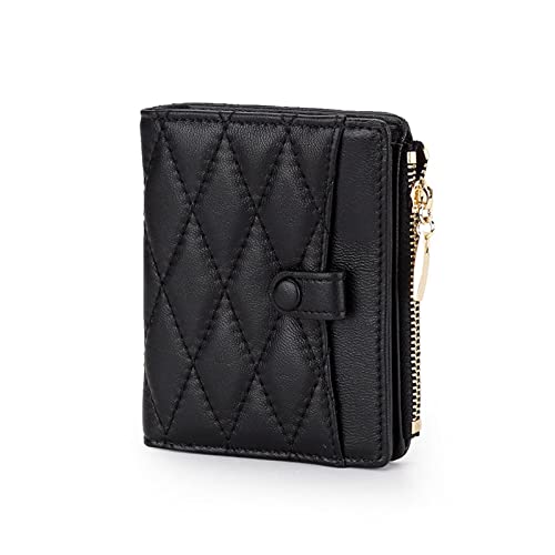 Image of Ladies Wallet Women Zipper Purse Sheepskin Card Wallet For Female Short Style Woman Leather Mini Wallets (Color : Hortel�)