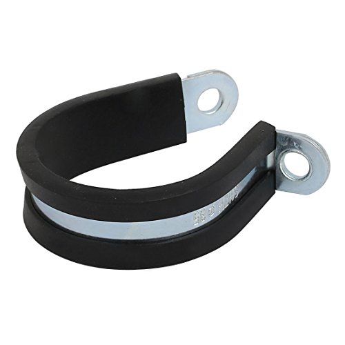 Aexit 35mm Dia Fastener EPDM Lined R Shaped Zinc Plated Stainless Steel Pipe Clip Cable Clamp Model:89as74qo669