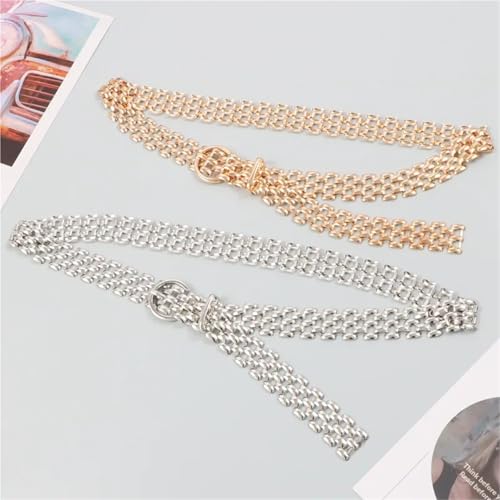 Decorative Belt Belts For Women Cool Gold Silver Waist Chain Belt Decoration Suit Jeans Skirt Girdle Banquet for Country Concert Outfit(Silver)3