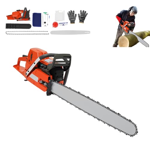 Motosierra de gasolina, juego de motosierras, longitud de cadena de 71 cm, 3,9 kW, cilindrada de 71 cc, 10 000 rpm, refrigeración por aire, longitud de espada de 71 cm, lubricación automática de