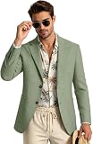 Mens Suits Jackets Linen Sports Coats for Mens Lightweight Blazers L Light Green Mens's Linen Jackets Slim Fit