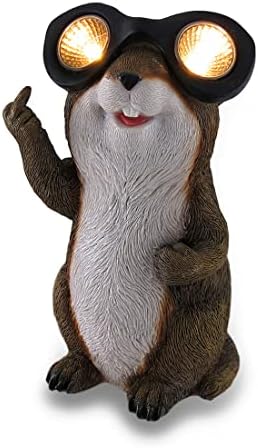 Naughty Groundhog Solar Eyes Solar LED Light Statue