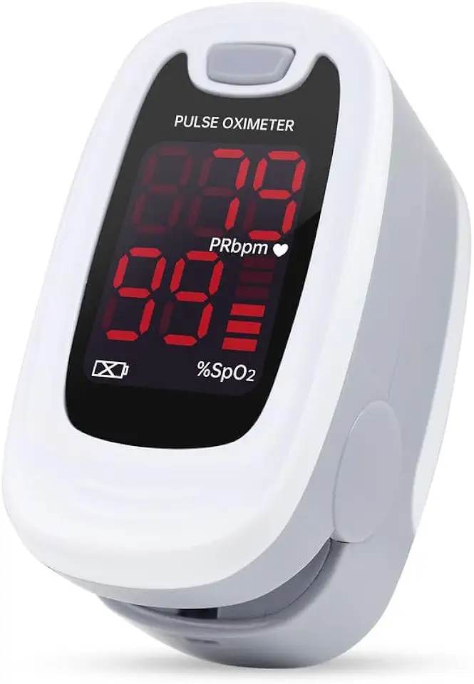 CONTEC CMS50M Fingertip Pulse Oximeter SpO2 and PR Value Blood Oxygen Monitor Neck/Wrist Cord LED Display Gray White color (Gray)