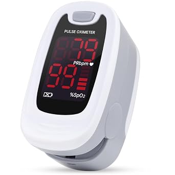 CONTEC CMS50M Fingertip Pulse Oximeter SpO2 and PR Value Blood Oxygen Monitor Neck/Wrist Cord LED Display Gray White color Gray