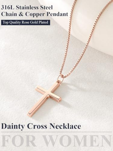 Image of U7 Cross Necklace for Women,Silver /14K Gold Plated Cross Necklace with 18-20 inch Box Chain,Tiny /Medium /Large Cross Pendant Necklace Religious Necklaces Christian Jewelry Gift for Her
