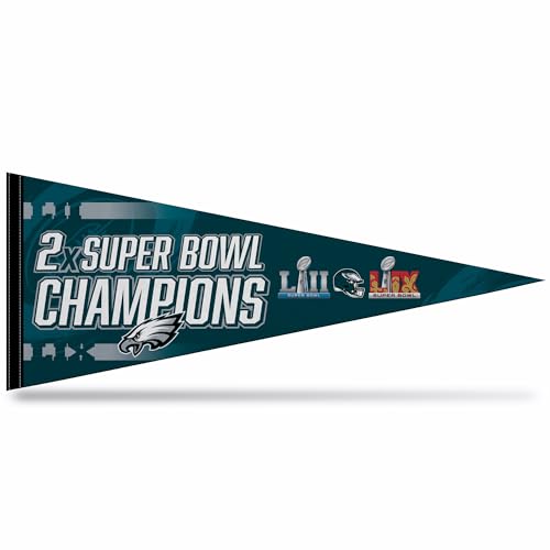 Rico Industries NFL Football Philadelphia Eagles 2 Time Champs 12 x 30 Felt Wall Dcor Pennant - Great for Home/Bed Room/Man Cave Dcor