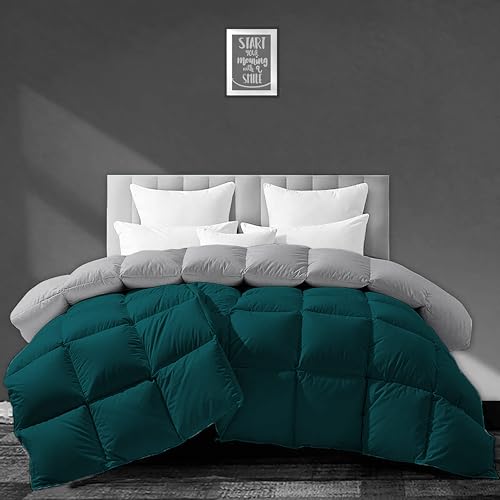 Image of Luxurious 500 GSM Winter Comforter Double Bed Size (90 inchX100 inch) - Premium Collection Heavy Winter Comforter 500 GSM Microfiber Fill - Duvet /Blanket Double Bed - Teal /Silver Grey Color