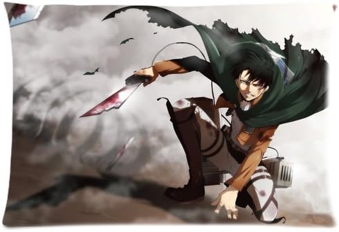 Hot anime manga cartoon Attack on Titan Mikasa Ackerman Shingeki no Kyojin Battle Survey Cops Levi Capt unique pillow case customized Zippered pillowcases 20x30 (Twin sides) inches Throw Cushion Popular cotton durable DIY cover creative gift Personalized retro cute