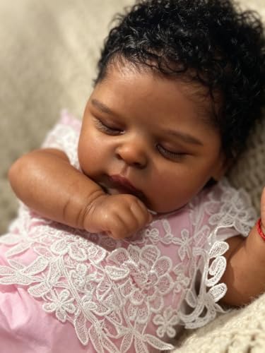 Muñeca Reborn Africano Americano 20 Pulgadas Dormida miniatura 2