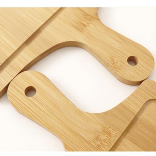 Tabla de cortar de bambú rectangular con mango 34.54x17.53 cm pequeña para cocina, bandeja para servir queso, pan y pizza miniatura 4
