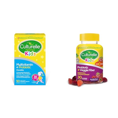 Culturelle Kids Complete Chewable Multivitamin + Probiotic 50 Count + Daily Probiotic Gummies 30 Count for Kids Ages 3+
