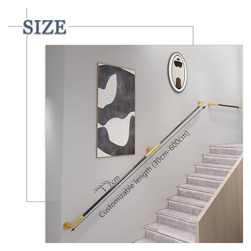 Rampe d'escalier métallique en fer forgé noir de 150 cm pour fixation murale - 3