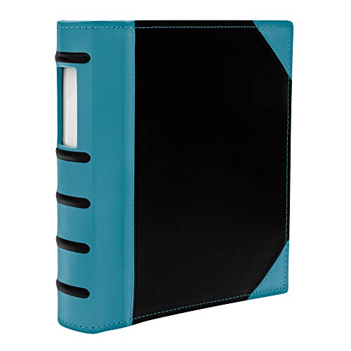 New Project Executive Binders, Heavy Duty 3 Ring Stitched Leatherette Cover with Ribbed Spine and Name Tag Insert On Spine, Grey Blue - Thumbnail 2