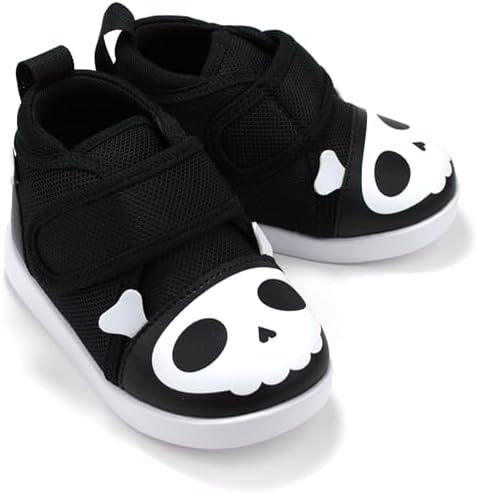 ikiki Squeaky Shoes for Toddlers with On/Off Squeaker Switch - Version 2-2025, Black Skull V2, 5 Toddler