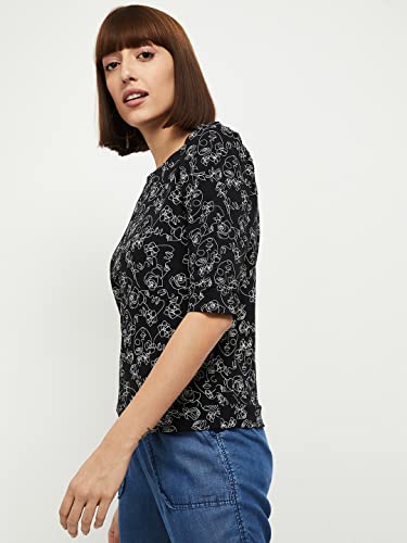 Image of Max Women's Printed Round Neck Sweatshirt with 3 /4 Sleeves