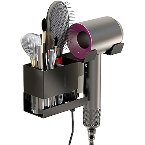 Hosoncovy Metal Hair Dryer Wall Mount Holder Hair Dryer Wall Hanger Toiletries Wall Storage Electric Shaver Wall Mount for Dyson Supersonic Hair Dryer,Universal for Hair Dryer (Black) Cover