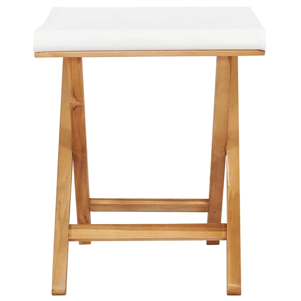 vidaXL Sedie Pieghevoli 2 pz in Legno di Teak e Tessuto Bianco Crema
