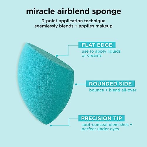 Real Techniques Assorted Makeup Blending Sponges, Miracle Complexion, Miracle Powder, & Miracle Airblend Sponges, For Blending & Baking, Use With Foundation & Powder, Dewy Or Matte Finish, 6 Pack #TOP7