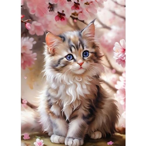 CEOVR Gatto Diamond Painting Kit Completo,Fiori Pittura Diamante,Animale Diamond Painting Adulti Adulto,30x40 cm Pittura Diamante 5D,Kit per Pittura Diamante Mosaico 5D,Gatto Sotto L'albero