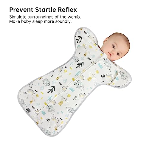 Image of Duomiaomiao Baby Transition Swaddle Blanket, Snap Arms Up Baby Sleep Sack for All Seasons, 100% Cotton Baby Essentials for Newborn Boys Girls 0-6 Months