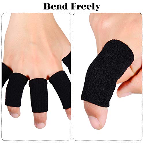 Civaner 12 Finger Sleeves For Arthritis Sports Finger Cots Breathable Elastic Finger Straps Joint Compression Protectors For Sport Relieve Painful Compression Pressure (Black) #TOP2