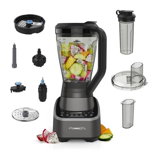 Batidora Premium PowerXL SensiMax1500W. Tecnología de Detección Inteligente. 5 Funciones: picar, batir, triturar hielo, cortar dados, discos de corte. Jarra 2,13L. Shaker de 720ml. Diseño Silencioso.