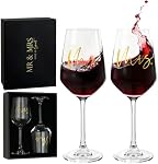 AW BRIDAL Mr and Mrs Wine Glasses Set of 2 for Engagement Bridal Shower, Wedding Gifts for Newlywed Couples 2026, Personalized Anniversary Wine Glass Gift Basket for Bride Groom and Fiance Fiancee
