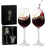AW BRIDAL Mr and Mrs Wine Glasses Set of 2 for Engagement Bridal Shower, Wedding Gifts for Newlywed Couples 2026, Personalized Anniversary Wine Glass Gift Basket for Bride Groom and Fiance Fiancee