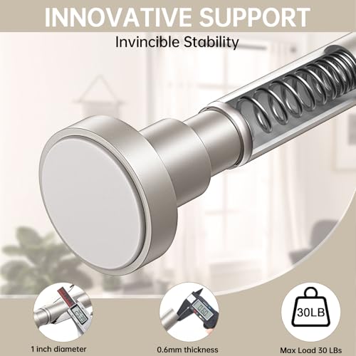 Image of BRIOFOX Shower Curtain Rod Adjustable 18-64 Inch, Stainless Steel Spring Tension Shower Rod No Drilling Non Slip, Silver