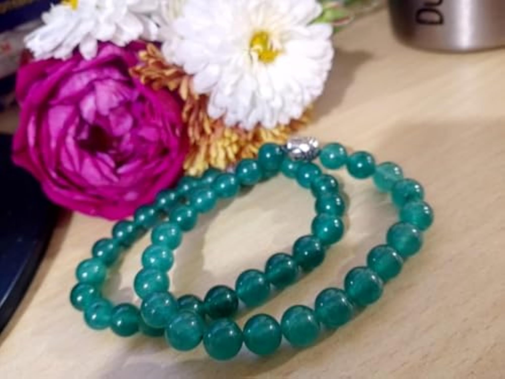Women's Natural Emerald Stone Bracelet, Handmade Panna