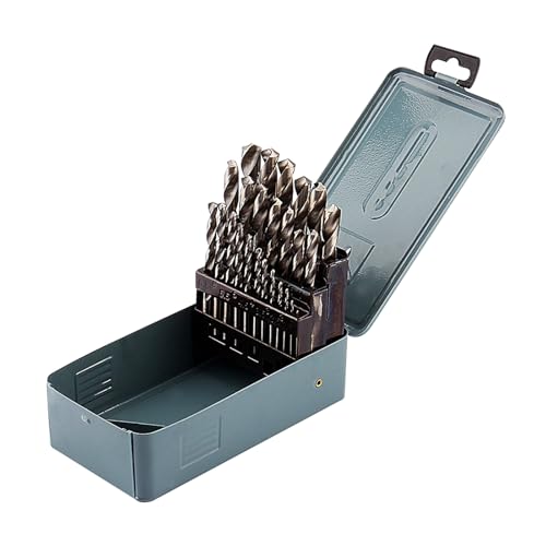 Cocoarm HSS Twist Drill Bit Set, 25 Pieces, Metal Coated, 1-13mm, for Metal, Stainless Steel, Aluminium, Wood, Plastic