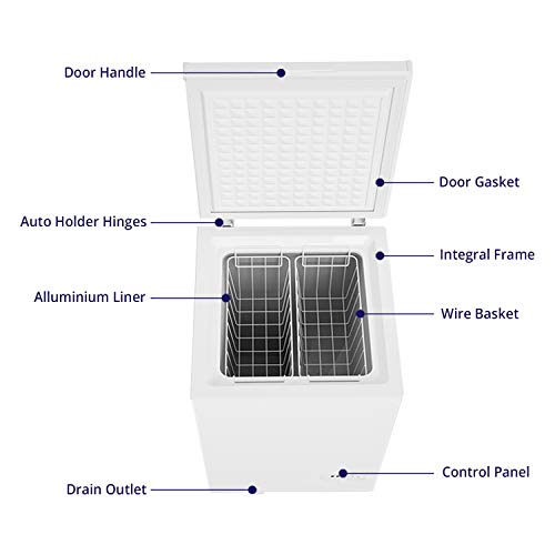 Northair Chest Freezer - 3.5 Cu Ft with 2 Removable Baskets - Reach In Freezer Chest - Quiet Compact Freezer - 7 Temperature Settings - White - Thumbnail 7