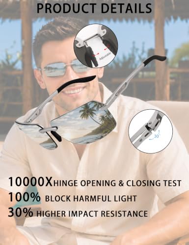 BIRCEN Polarized Rimless Mens Sunglasses: Lightweight & 100% UV Protection — view 4