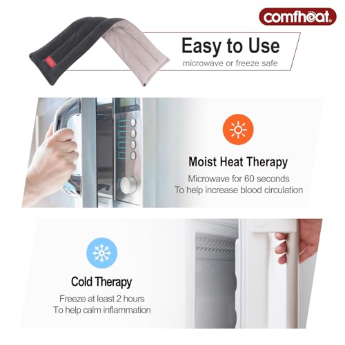 Comfheat Microwavable Heating Pads for Neck Pain Relief, Moist Heated Neck Wrap Warmer, Cold and Hot Compress with Lavender Aroma, Versatile Microwave Heat Pad for Sore Miscle Relief, 25 x 5.7 Inches