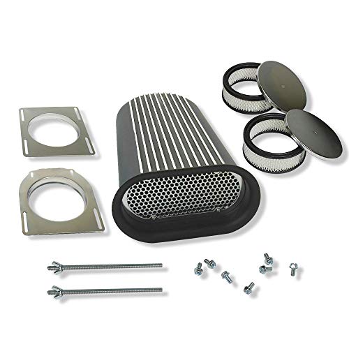 carburetor scoop - DEMOTOR PERFORMANCE 4 BBL Finned Aluminum Hood Scoop Dual Carburetor Hilborn Style for Chevy Black