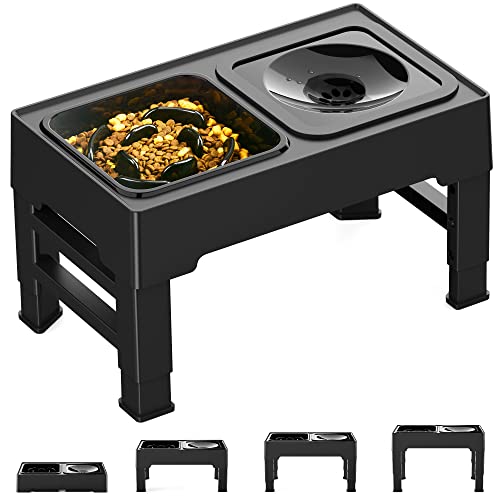 Petace Elevated Slow Feeder Dog Bowls For Large Dogs, Raised Dog Bowl Stand With No Spill Dog Water Bowl & Non-Slip Dog Food Bowl, 4 Heights Adjustable For Medium Large Dogs And Pets #TOP1