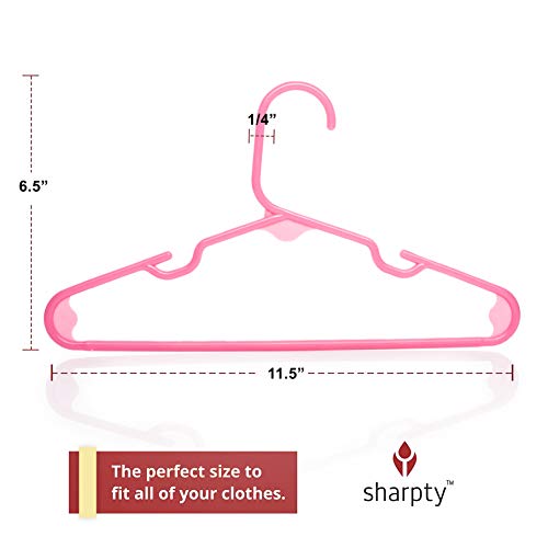 Sharpty Children's Hangers Plastic, Kids Hangers Ideal For Everyday Standard Use, Baby Hangers Kids (Pink, 60 Pack) #TOP1