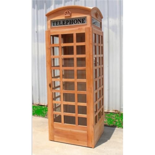 The King's Bay British Style Unfinished Wood Telephone Booth or Call Box