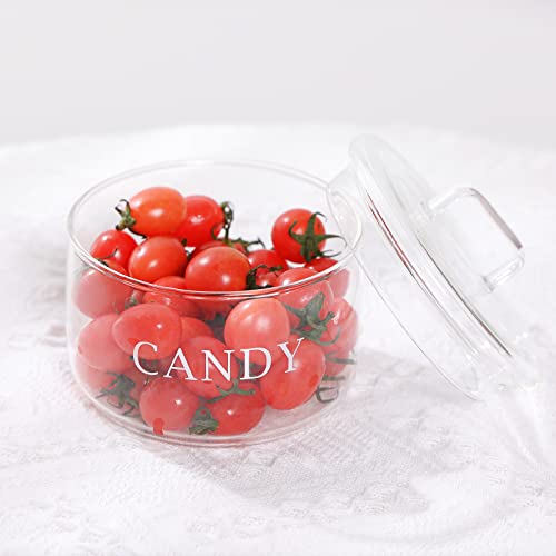 11Oz Glass Candy Dish With Lid Covered Candy Bowl Decorative Cookie Jar Clear Salad Bowl Buffet Storage Container For Home Kitchen Coffee Table Office Desk And Party Wedding ( Diameter: 4.33 Inch ) #TOP5
