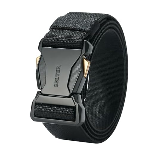 BELTER Ceinture Tactique Militaire Homme Ceinturon Tissu Élastique Avec Boucle en Métal à Dégagement Rapide (Noir-A,115cm)