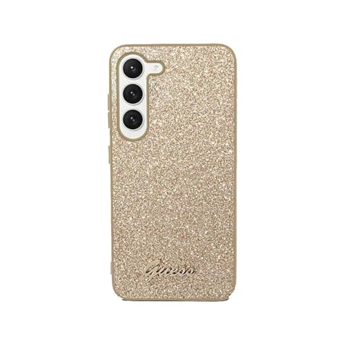 Guess GUHCS24SHGGSHD Coque pour S24 S921 Doré Coque Rigide Paillettes Script