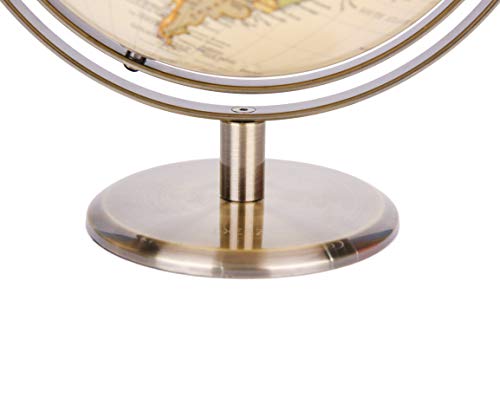 Exerz 20cm Antiker Globus/Schülerglobus- Metallbasis Bronzierte Farbe- Englische Karte - Alle Richtungen 360 ° drehbar - Pädagogische/geografische/Schreibtischdekoration - Schule, Zuhause, Büro