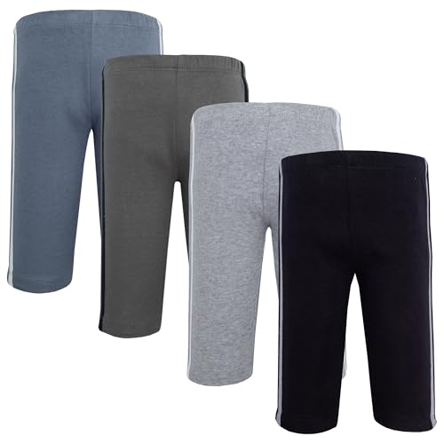 Hudson Baby Unisex Baby Cotton Pants and Leggings, Heather Gray Black, 3T