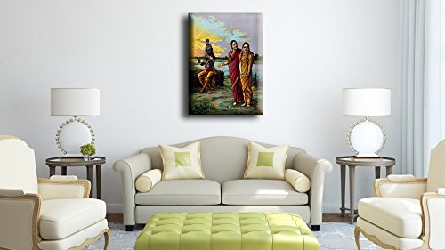 Image of Tallenge - Radha Krishna (Manini Radha) - Raja Ravi Varma Mythology Collection - Large Canvas - Unframed (22 x 30 inches)