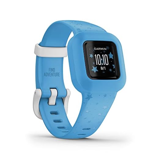 Garmin vívofit jr. 3 – wasserdichter, digitaler Aktivitätstracker für Kinder ab 4 Jahren, Schrittzähler, großes 1,4 cm Display, Notfallkontakt, bis zu 1 Jahr Batterielaufzeit, Abenteuerwelt & Quiz
