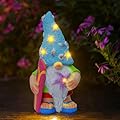 RICHIE Womens Gifts Solar Garden Outdoor Statues Gnome with Surfboard and 5 LED Lights - Unique Housewarming Gifts Lawn Decor Statue for Patio, Balcony, Yard Ornament- Chrismtas Gifts for Mom Grandma